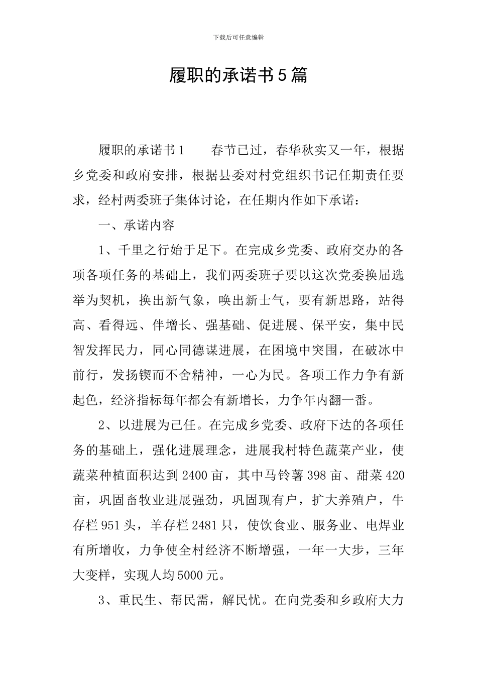 履职的承诺书5篇_第1页