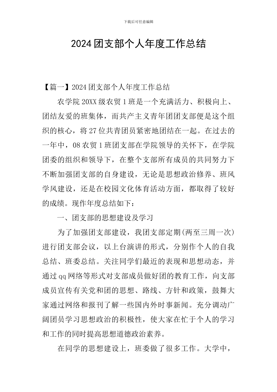 2024团支部个人年度工作总结_第1页