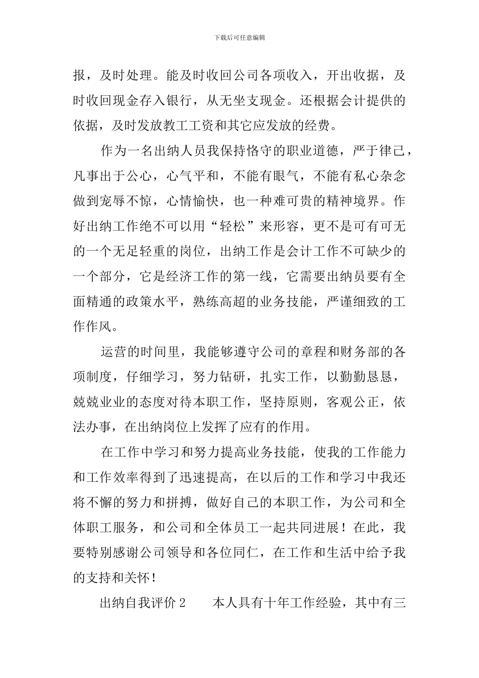 出纳自我评价_第2页