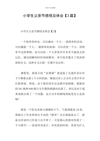 小学生父亲节感悟及体会