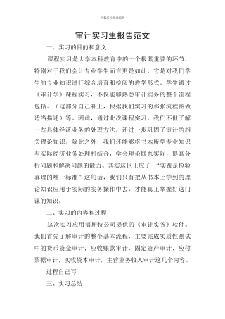 审计实习生报告范文