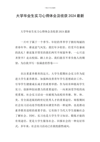 大学毕业生实习心得体会及收获2024最新