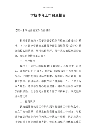 学校体育工作自查报告