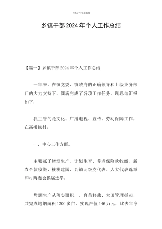 乡镇干部2024年个人工作总结