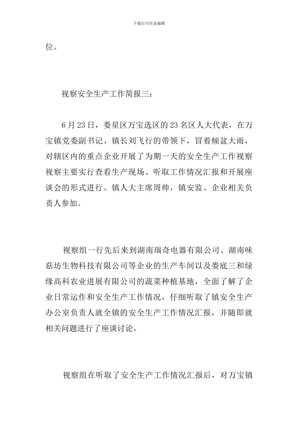 视察安全生产工作简报_第3页