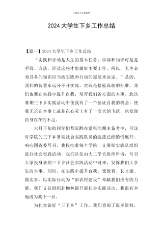 2024大学生下乡工作总结