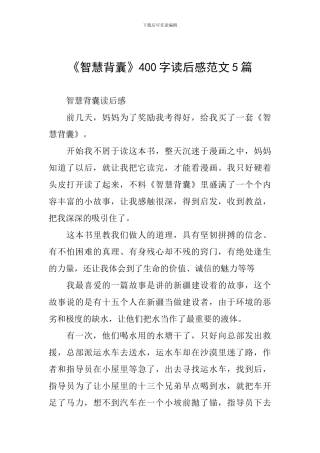 《智慧背囊》400字读后感范文5篇
