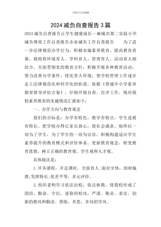 2024减负自查报告3篇