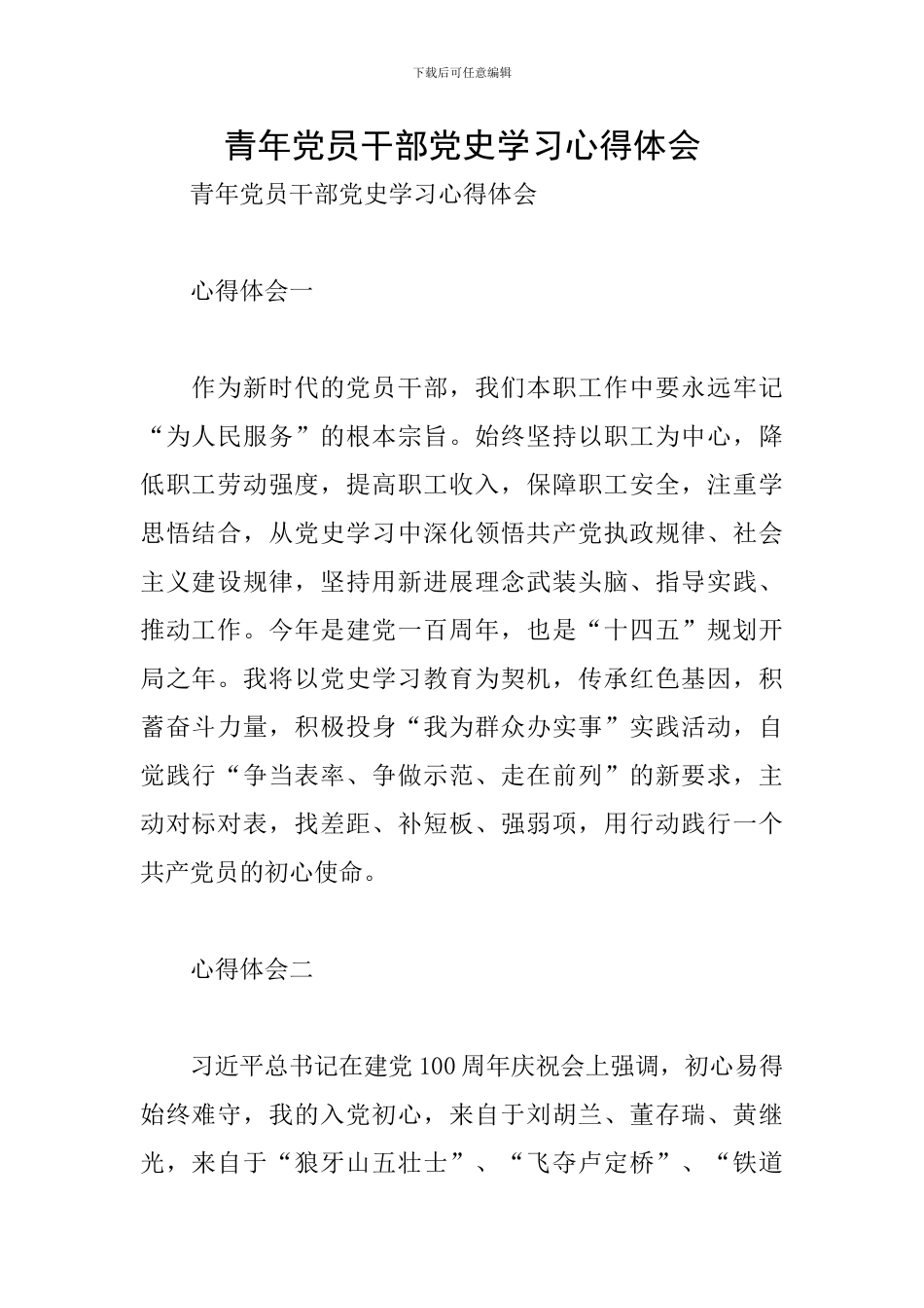 青年党员干部党史学习心得体会_第1页