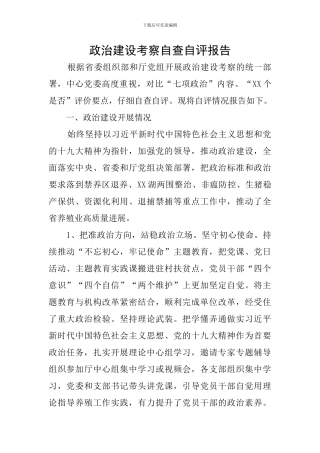 政治建设考察自查自评报告