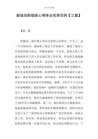 新版挂职锻炼心得体会优秀范例