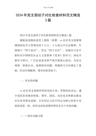 2024年党支部班子对照检查材料范文精选3篇
