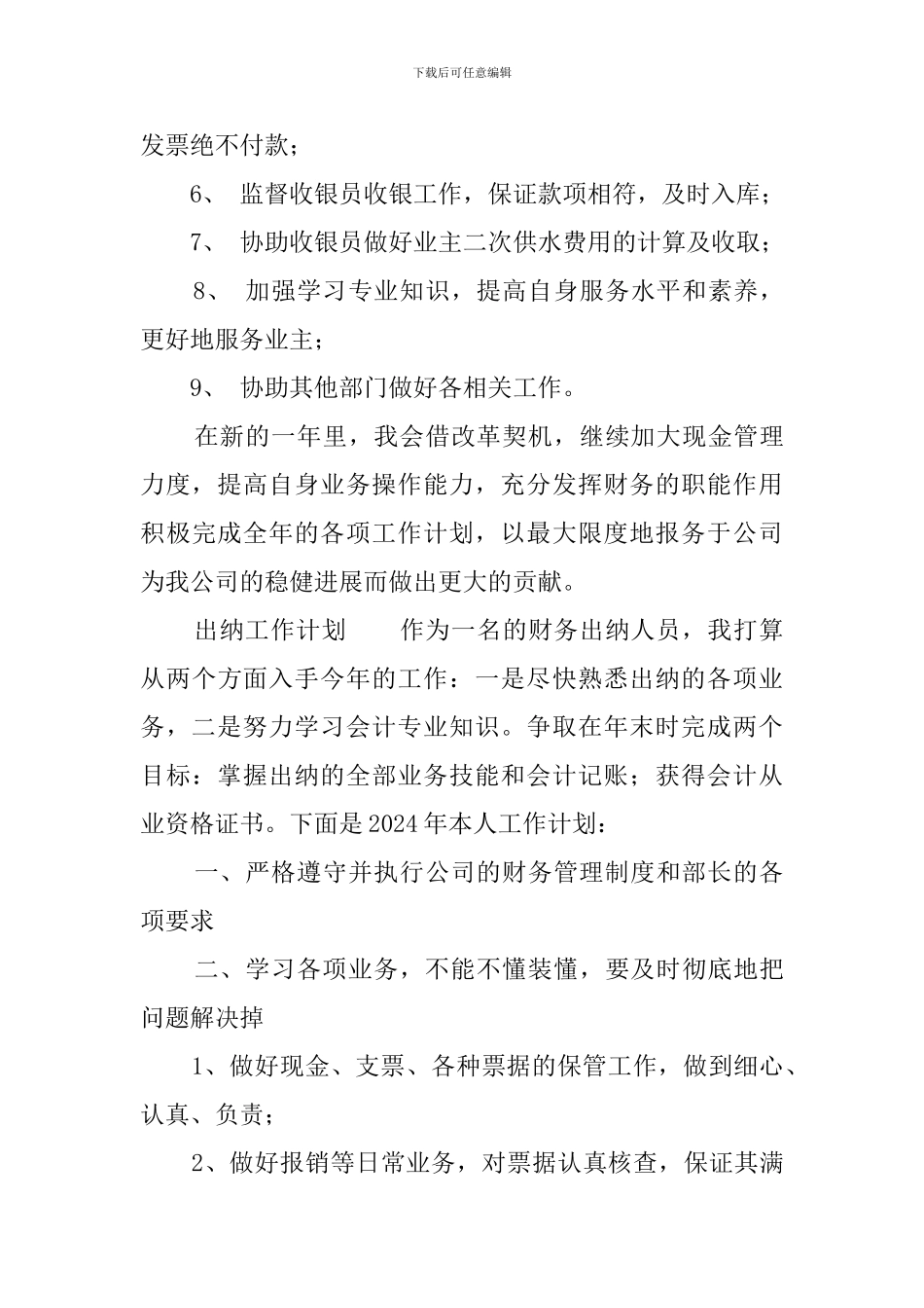 出纳工作计划2024_第3页