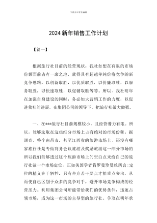 2024新年销售工作计划