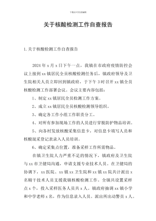 关于核酸检测工作自查报告