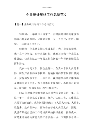 企业统计年终工作总结范文