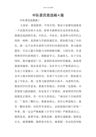 中队委员竞选稿4篇