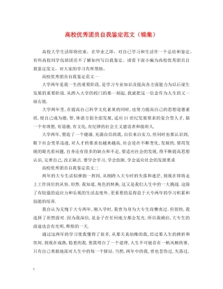 高校优秀团员自我鉴定范文（锦集） 