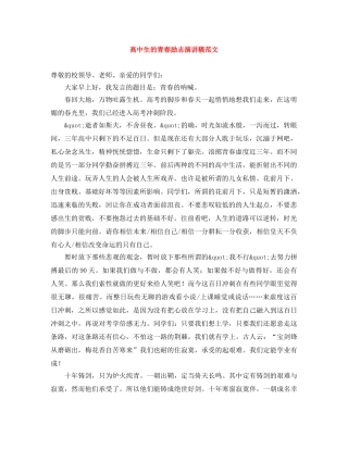 高中生的青春励志演讲稿范文 