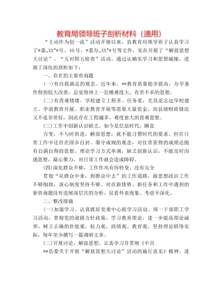 领导班子剖析材料（通用） 