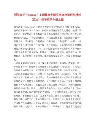 领导班子“xxxxxx”主题教育专题生活会检视剖析材料(范文)_领导班子介绍主题 