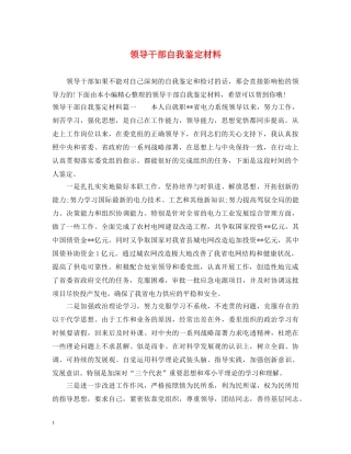 领导干部自我鉴定材料 