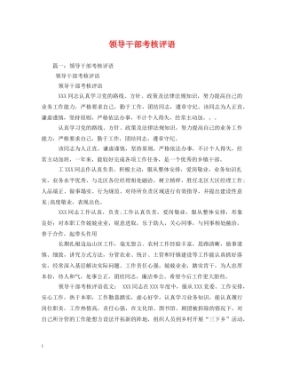 领导干部考核评语 