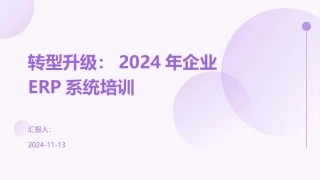 转型升级：2024年企业ERP系统培训