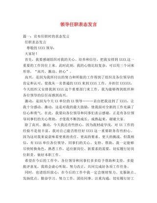 领导任职表态发言 