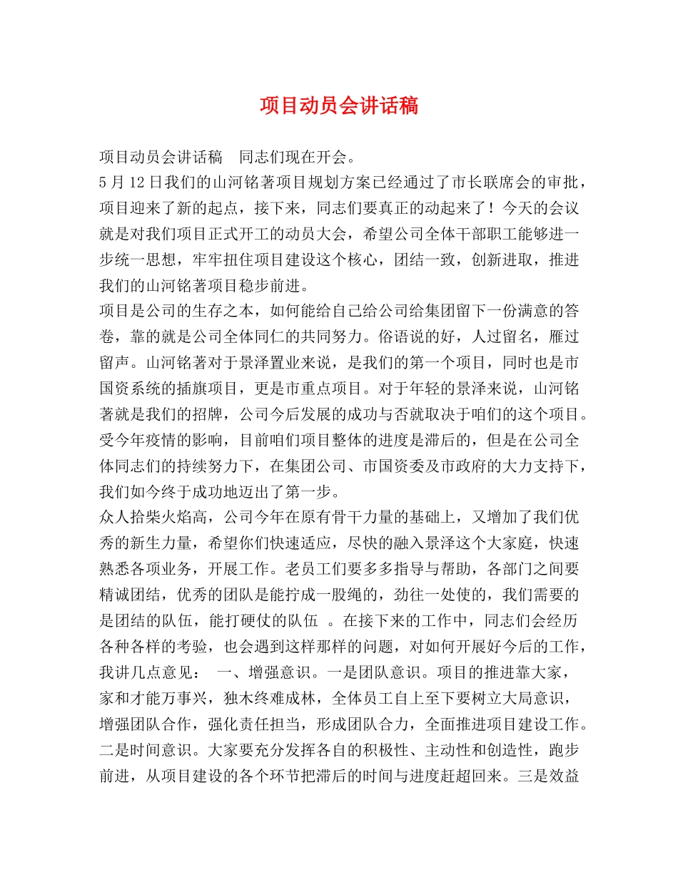 项目动员会讲话稿 _第1页