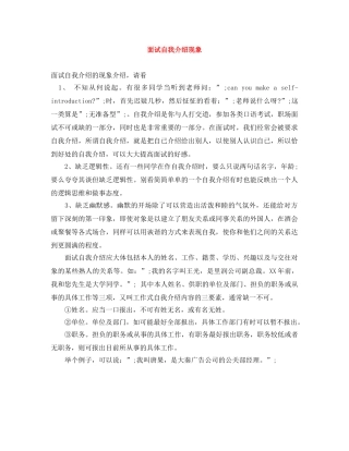 面试自我介绍现象 