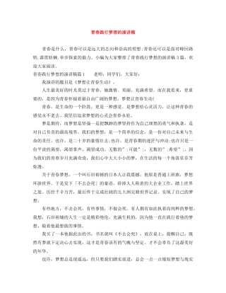 青春践行梦想的演讲稿 