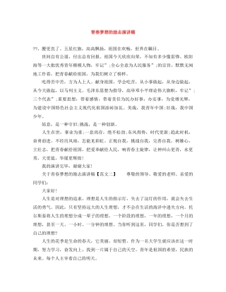青春梦想的励志演讲稿 