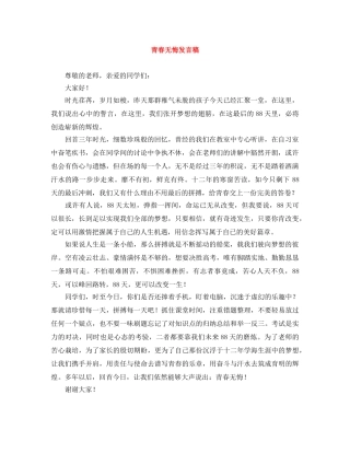 青春无悔发言稿 
