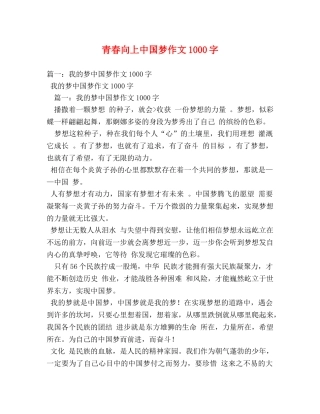 青春向上中国梦作文1000字 