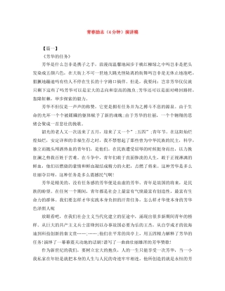 青春励志（4分钟）演讲稿 