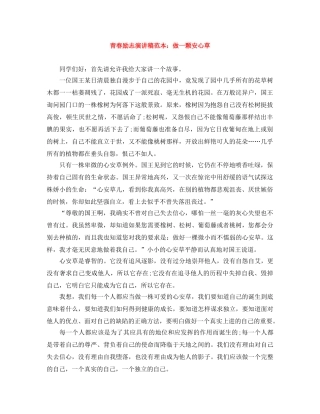 青春励志演讲稿范本做一颗安心草 