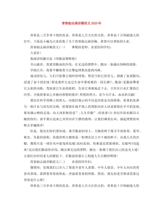 青春励志演讲稿范文2024年 