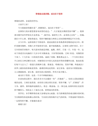 青春励志演讲稿成功在于坚持 