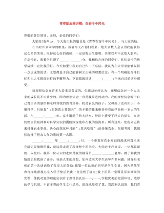 青春励志演讲稿在奋斗中闪光 