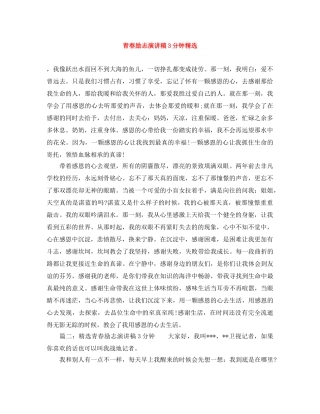 青春励志演讲稿3分钟精选 