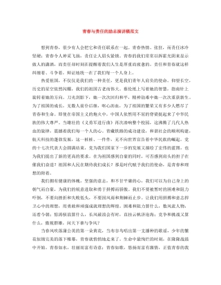 青春与责任的励志演讲稿范文 