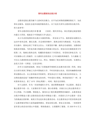 青年志愿者的自我介绍 