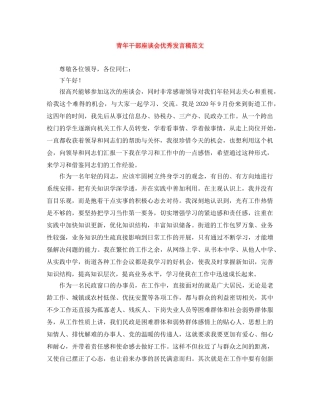 青年干部座谈会优秀发言稿范文 