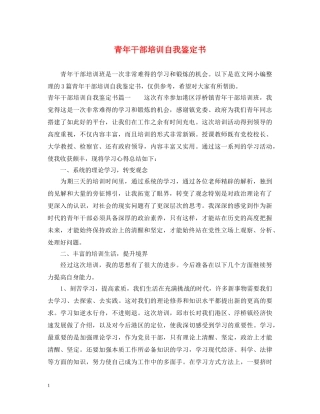 青年干部培训自我鉴定书 