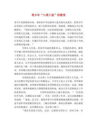 青少年“八荣八耻”的教育 