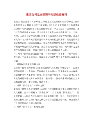 集团公司党支部班子对照检查材料 