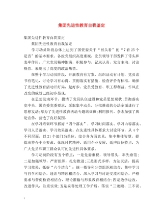 集团先进性教育自我鉴定 