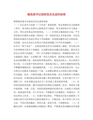 镇党委书记保持党员先进性标准 