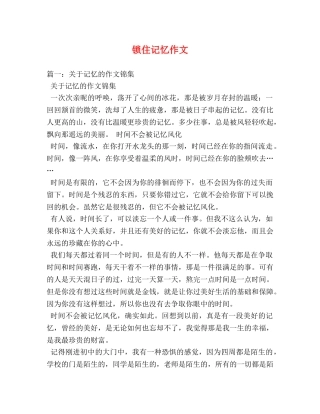 锁住记忆作文 
